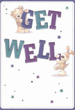 Radiating cheerful optimism and comfort, this get well card is infused with the supportive energy of Kennington's close communities. Two delightful characters-a cuddly teddy bear and a playful puppy-appear to leap joyfully from the creamy white card, each engaging with oversized letters that spell 'Get Well' in lively hues of teal, blue, and soft purple. The expressive faces of the bear and pup shine with hope and encouragement, while clusters of starbursts in varying indigo and violet tones create a whimsical canopy above them, reminiscent of starlit evenings over Kennington Park. The illustration's attention to tactile detail-the gentle fuzz of the bear, the floppy, downy ears of the puppy-invites a sense of touch and reassurance, evoking the calming presence of a comfort bouquet arranged by a thoughtful florist. The overall composition brings a vivid sense of lightness and healing, reflecting the area's tradition of neighbourly care. As with bouquets prepared and delivered across Kennington, this card embodies the perfect blend of emotional warmth and visual delight-making it an ideal choice for sending encouragement, whether paired with fresh flowers from Flowers Kennington's local shop or given on its own to share genuine kindness with someone on the mend in SE11.